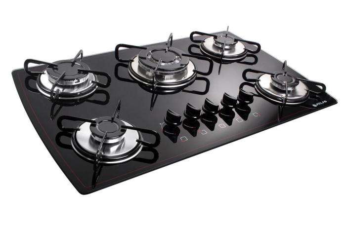 5 burners Triple Flame Gas Stove Cooktop  - Tempered Glass Top with Electronic ignition