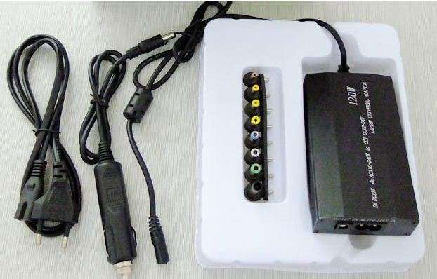Universal Wall & Car Laptop Charger adapter, 120W - AC/DC 12-24V