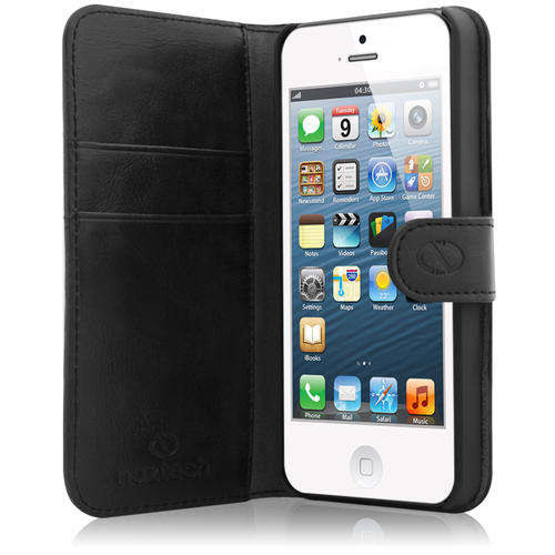 Luxury Card Holder Slot Black Wallet Flip Cover Case For Apple iPhone 5