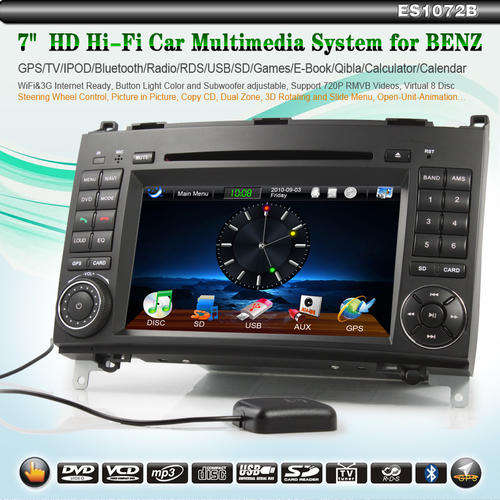 Mercedes  7" Double Din Car HD DVD Player - GPS / 3G / WiFi / BT / TV / Benz / iPod / 2 din