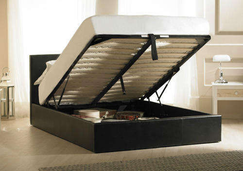 Hazlo Faux Leather Bed Base with Ottoman storage - King size (Black or Brown)