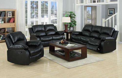 3 Piece Genuine leather recliner set (6 Seater) (Black or Beige)
