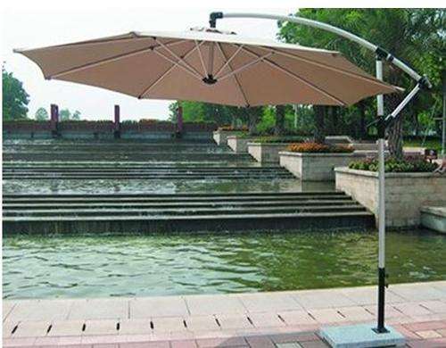 Hazlo Outdoor Cantilever Umbrella with Marble Base and Aluminum Pole
