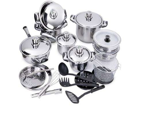27 Piece Stainless Steel Cookware set (Capsule bottom, Temperature Knob)