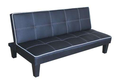 Stunning Leatherette Sofa Bed / Sleeper Couch -  Black with White Lining