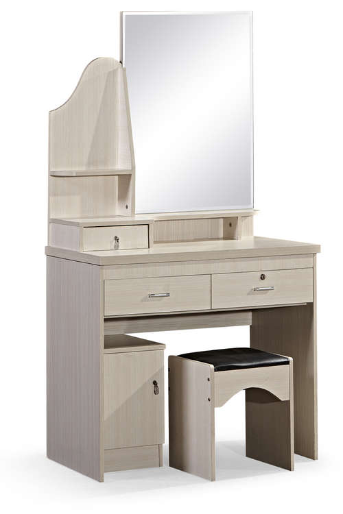Hazlo Mirrored Dressing table with stool and Jewelry compartments storage