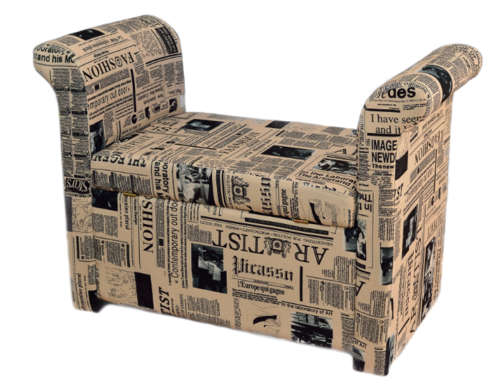 Hazlo Faux Leather Storage Bench Ottoman (Available in Newspaper print and Brown)