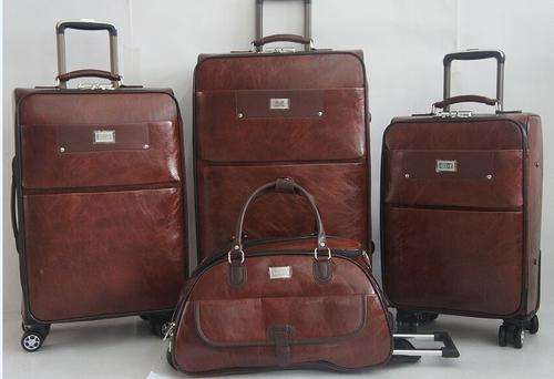4 Piece PU Leather Vintage Trolley Luggage Bag Set  (Duffle bag) Available in Brown and Black