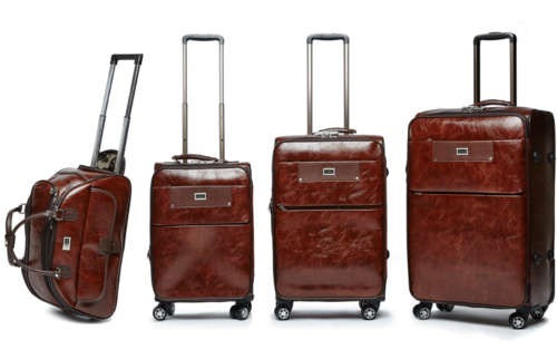 4 Piece PU Leather Vintage Trolley Luggage Bag Set  (Duffle bag) Available in Brown and Black