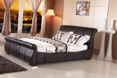 Hazlo Designer Faux Leather Sleigh Bed Base - King