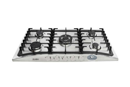 Zooltro 5 burners Stainless Steel Gas Hob Cooktop  - Tempered Glass Top with Automatic ignition