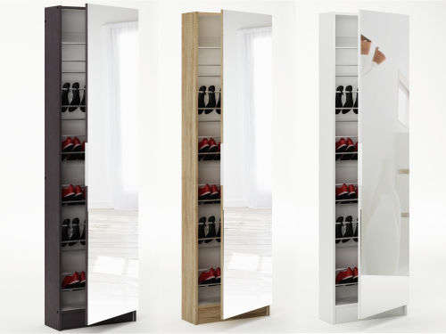 5 Shelves Shoe Storage Cabinet with Full Length Mirror - Black -  - Second Hand - Minor Scratches