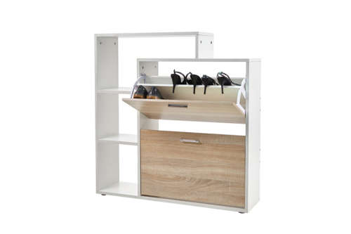 Two Compartment Shoe Storage Cabinet With 3 Display Shelves