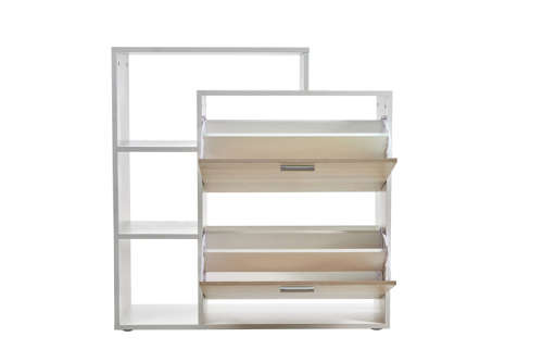 Two Compartment Shoe Storage Cabinet With 3 Display Shelves