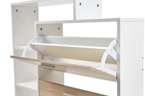 Two Compartment Shoe Storage Cabinet With 3 Display Shelves