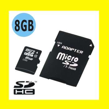 8GB Micro SD HC Memory card (SDHC) Class 4  with Adapter + Brand New