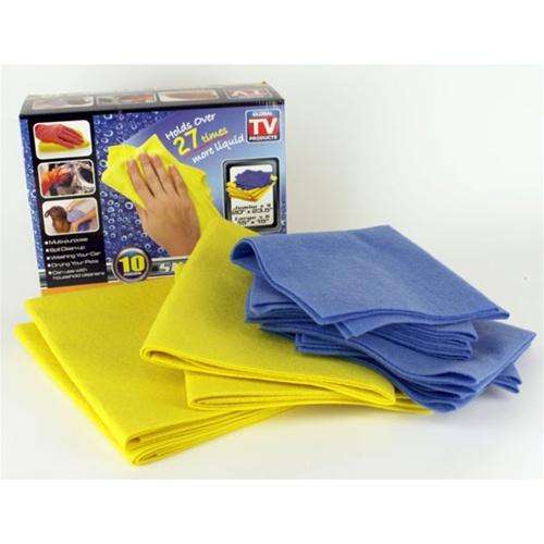 10  X Sham Magic multi purpose extra absorbent cloths - HOLD 27 X MORE LIQUI