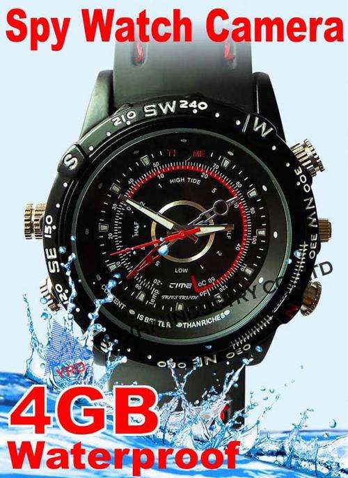 4GB High Quality HD Waterproof spy Camera watch. High resolution 1600x1200. Photo + Video function