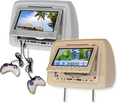 Car DVD Headrest x 2  - 7" LCD Monitor, USB, Game, Video, MP4, DVD