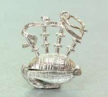 STERLING SILVER OPENING SCOTTISH BAGPIPES CHARM