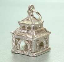 STERLING SILVER OPENING BUDDHA IN PAGODA CHARM