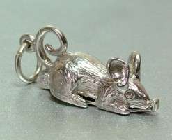 STERLING SILVER OPENING CAT IN MOUSE CHARM