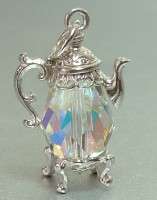 STERLING SILVER & CRYSTAL COFFEE POT CHARM