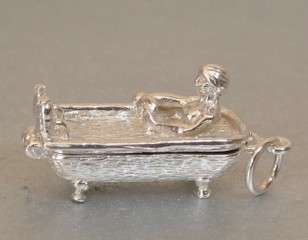 STERLING SILVER OPENING CHEEKY LADY IN BATH CHARM