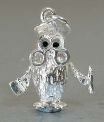 STERLING SILVER MOVING THE WISE OLD OWL CHARM