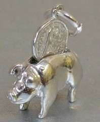 STERLING SILVER MOVABLE PIGGY BANK CHARM