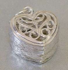 STERLING SILVER OPENING HEART RING BOX CHARM