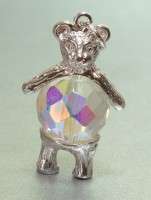 STERLING SILVER & CRYSTAL TEDDY BEAR CHARM