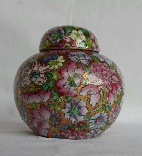 Pink and gold ginger jar