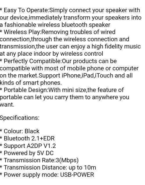 "LOCAL STOCK" USB Bluetooth receiver