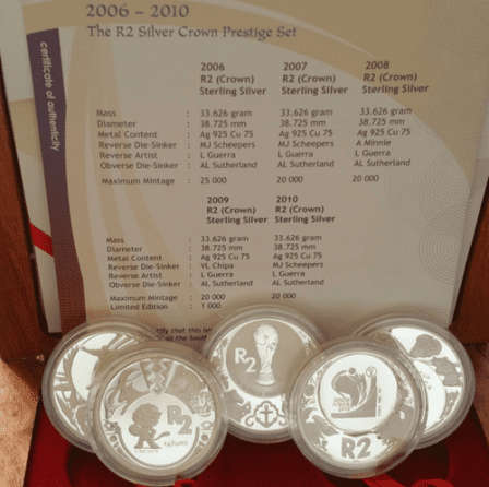 1 x 2006 to 2010 R2 Silver 5 x FIFA Crowns Prestige Set 2010 World Cup