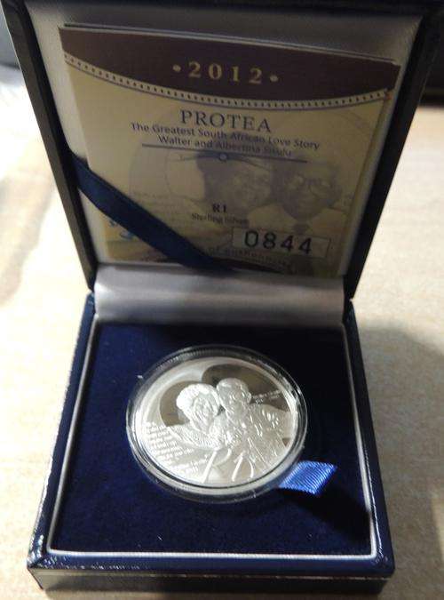 Proof Silver R1 coin - 2012 - Walter & Albertina Sisulu