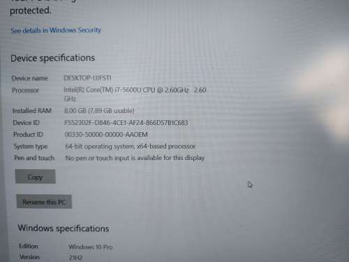 DELL LATITUDE E5550 5TH GEN INTEL CORE i7-5600U CPU 2.60GHz, 8GB RAM, 600 GB HDD