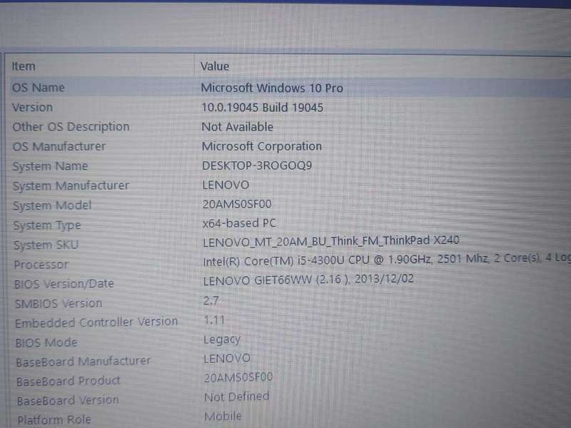 LENOVO X240 Thinkpad  Intel Core i5-4300U 1.90Ghz LAPTOP