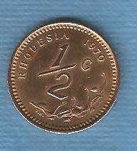 Rhodesia 1970 Half Cent Coin View scans