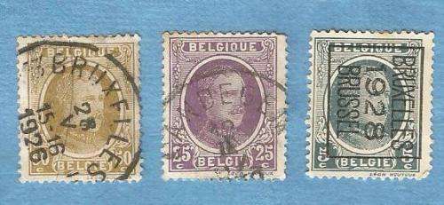 Belgium.1922. King Albert. 3 old Used Stamps. CV+/-  R 26.00 View scans