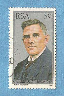 RSA .1980.3 Sept. Tribute to C.Louis Leipoldt .Single Issue Used Stamp. CV R 5.00 View scans