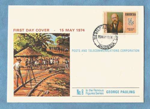Rhodesia.1974. 15 May. Famous Rhod.George Pauling. FDC. CV  R 22.00 View scans