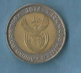 R.S.A. 2014 .Afurika Tshipembe/Isewula Afrika.Five Rand Coin.  R 25.00 View scans