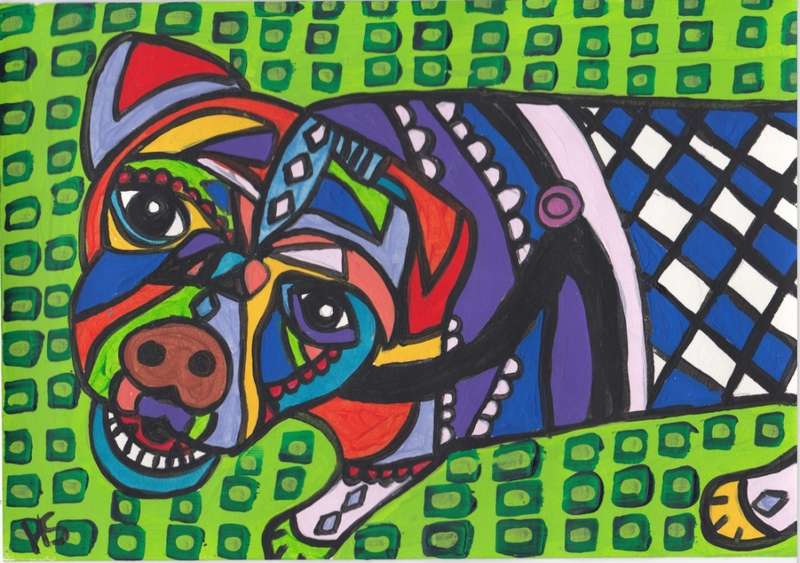 Gorgeous Acrylic folk art painting- Bruno- A4 on hard board- ready to be framed. Please support loca