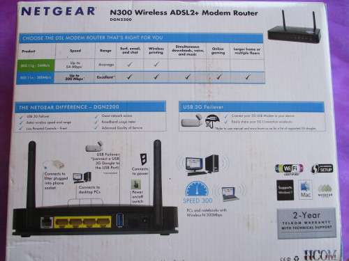 Netgear N300 Wireless ADSL2+ Modem Router DGN2200
