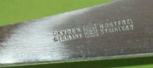 vintage Babybesteck Kleeblatt Oxydex Germany Rostfrei Stainless Baby training set in box