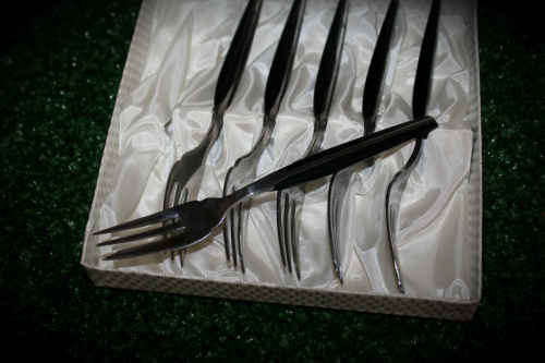 Vintage box set Eetrite Cake Forks box = 162x160x30mm