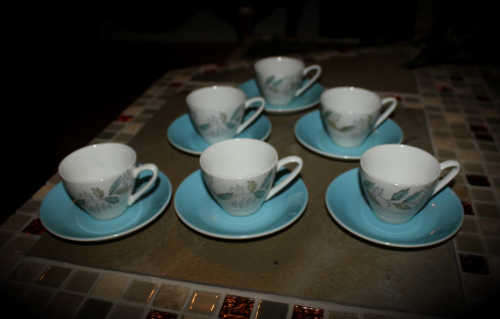 Vintage Ironstone Pontesa Spanish Duo Bid is for 1 small Cup 66x52mm and Saucer (6 Duos available)