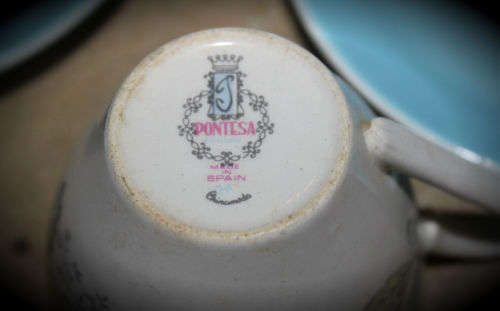 Vintage Ironstone Pontesa Spanish Duo Bid is for 1 small Cup 66x52mm and Saucer (6 Duos available)