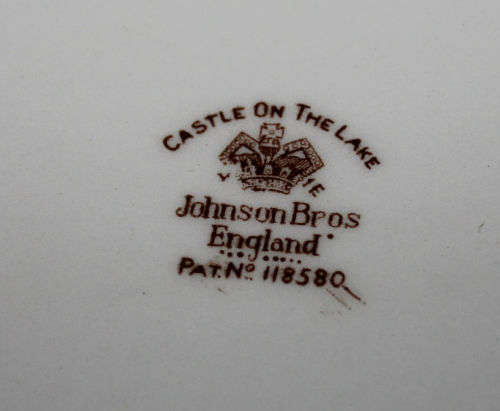 Vintage "CASTLE ON THE LANE" Johnson BROS Oval Platter 354x280mm England Pat.no118580 hand engraved